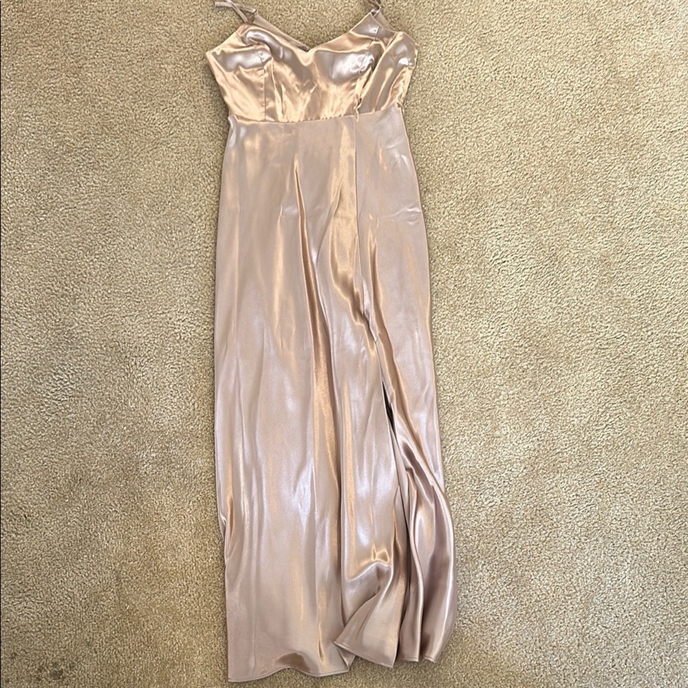 Elegant Satin Evening Gown - Champagne